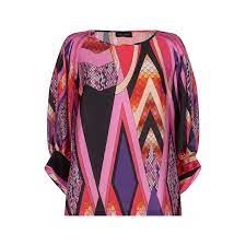 Image of James Lakeland Pink Abstract Snake Puff Sleeves Blouse - 8 - multicoloured