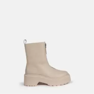 Missguided Zip front chunky sole ankle boot - Neutral