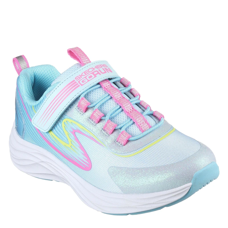 Image of Skechers Bungee And Strap Glitter Mesh Sneak Slip On Runners Unisex Kids Blue/Multi unisex C10 (27.5)