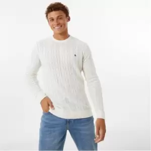 image of Jack Wills Marlow Merino Wool Cable Knitted Jumper - Beige