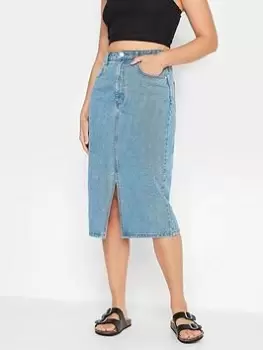 image of Long Tall Sally Midi Denim Skirt, Blue, Size 12, Women