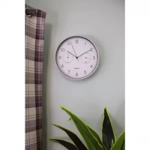 Image of Grey Wall Clock 30cm with Thermometer/Hygrometer