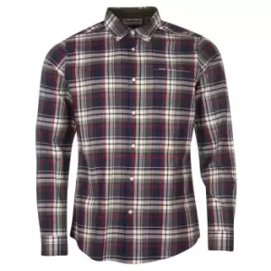 Image of Barbour Mens Crossfell Tailored Shirt Navy Medium
