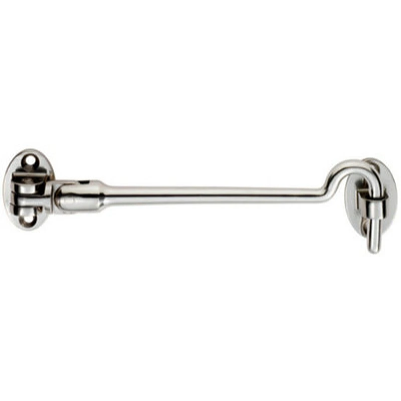 Image of Loops Silent Pattern Cabin Hook & Eye Bright Stainless Steel 200mm Arm Cabinet Hatch Metallics