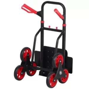 image of Durhand Climbing Stairs Trolley Hand Trucks 6-Wheels Foldable Load Cart Steel - Black & Red