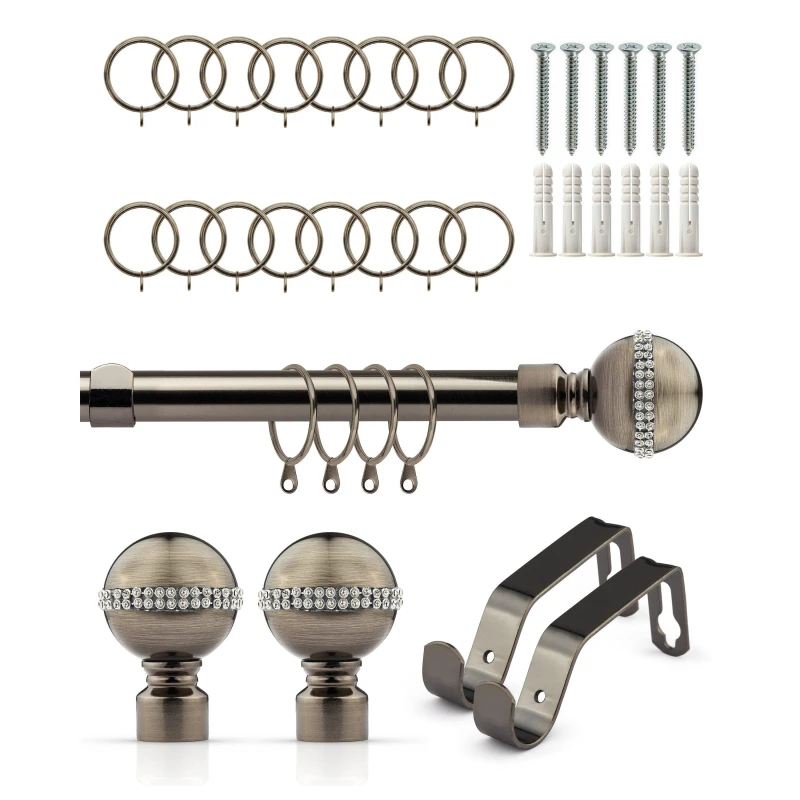Image of Emma Barclay Bling - Extendable Curtain Pole with rings Curtain Poles 120-210cm Black 41669690000