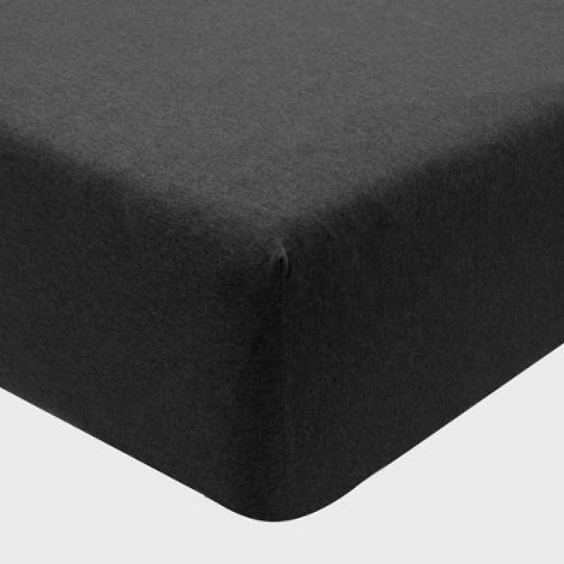 Image of Smart Living Smart Living Jersey Melange Polycotton Easy Care Bed Linen Luxury Fitted Bedsheet or Pillowcase in Charcoal Size: Double Fitted Charcoa