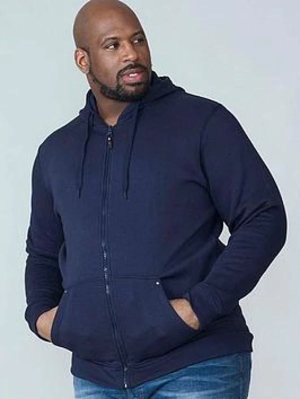 Image of D555 by Duke Duke Plain Zip Hoodie Colour: NAVY, Size: 7XL