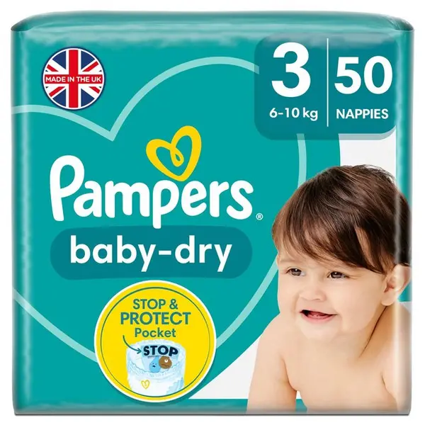 image of Pampers Baby Dry Size 3 50 Nappies