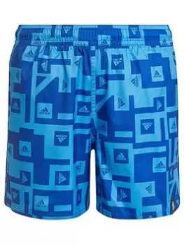 image of Adidas Boys All Over Print Swim Short