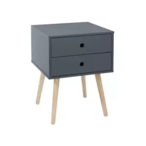 image of scandia, 2 drawer & wood legs bedside cabinet BSB110