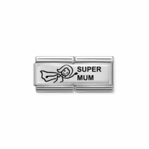 Image of Classic Double Engraved Steel Silver Custom Super Mum Link 330710/38
