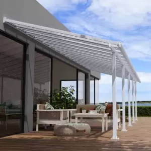 image of 10' x 32' Palram Canopia Olympia White Patio Cover with Clear Panels (2.95m x 9.80m)