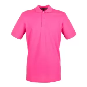 image of Henbury Mens Modern Fit Cotton Pique Polo Shirt (L) (Fuchsia)