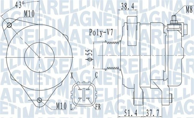 Image of MAGNETI MARELLI Alternator MAGNETI MARELLI 063732121010