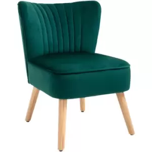 Image of Homcom - Luxe Velvet-Feel Accent Chair Tub Seat Padding Wood Frame Legs Home Green