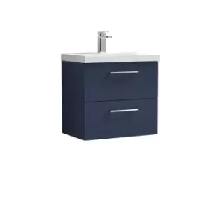 image of Nuie Arno 600mm Wall Hung 2 Drawer Vanity & Mid-Edge Basin Electric Blue