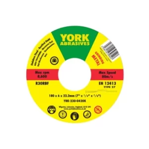 image of 180X6X22.23 R30RBF DPC Inox Grinding Disc, Type 27