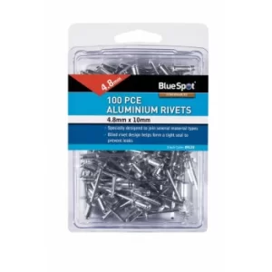 Image of Bluespot 100pc 4.8mm X 10mm Aluminium Rivets
