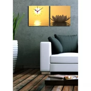 2P2828CS-12 Multicolor Decorative Canvas Wall Clock (2 Pieces)