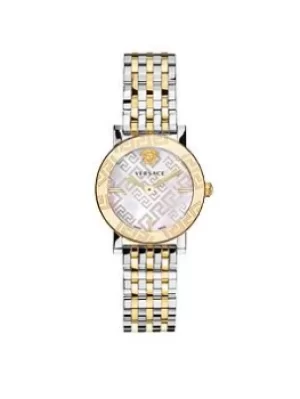 image of Versace Greca Glass Ladies Watch, Silver, Women