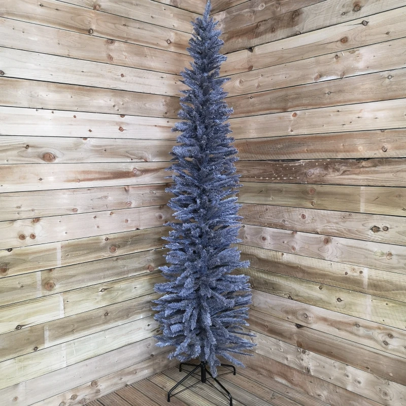 Image of Snowtime 244cm / 8ft Wrapped Pencil Pine Grey Christmas Tree with 460 Tips