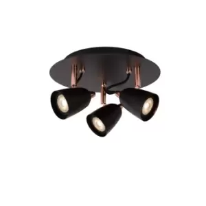 Image of Ride-Led Modern Ceiling Spotlight - Ø25cm - LED Dim. - GU10 - 3x5W 3000K - Copper