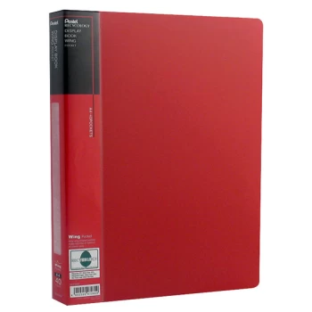 image of Pentel DCF444B Display Book - Wing Type - Red - 40 Pockets - A4 Size