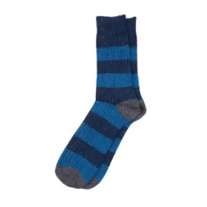 Image of Barbour Mens Houghton Stripe Socks Blue/Ecru Large