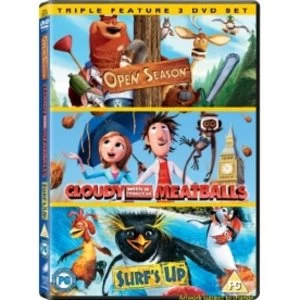 Image of 3 Movie Collection: Cloudy With a Chance of Meatballs + Open Season + Surf's Up DVD