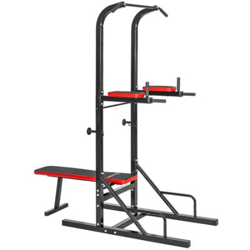 Image of Tectake Multi Gym Reeves - Bench Press, Pull-Up Bar, Dip & Leg Raise Station - Black