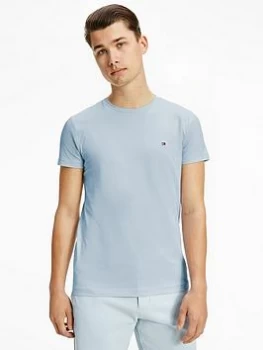 Image of Tommy Hilfiger Stretch Slim Fit T-Shirt - Breezy Blue, Breezy Blue, Size 2XL, Men