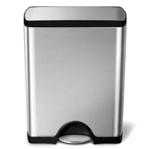 Image of simplehuman 50 Litre Rectangular Pedal Bin Brushed Steel