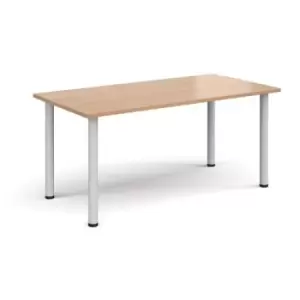 Image of Rectangular white radial leg meeting table 1600mm x 800mm - beech