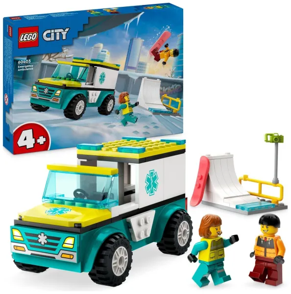 image of LEGO City Emergency Ambulance and Snowboarder Toys 60403