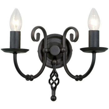 Image of Artisan - 2 Light Indoor Candle Wall Light Black, E14 - Elstead