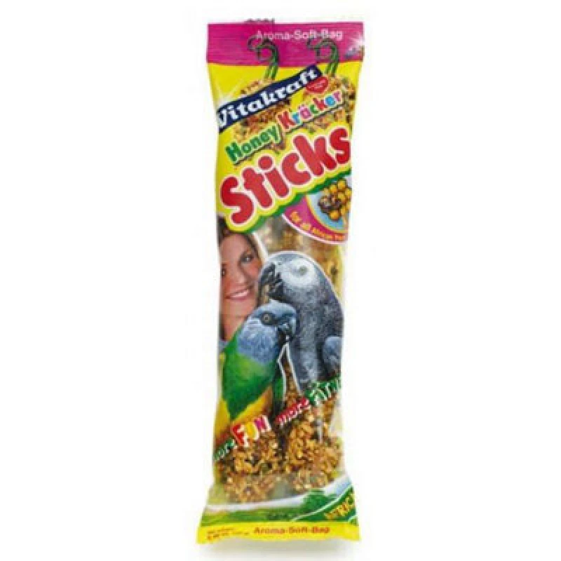 Image of Vitakraft African Parrot Honey Sticks Lge Breed 2 Pack (Pack Of 5)