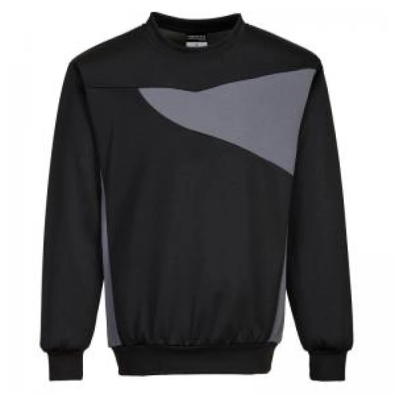 Image of Portwest PW2 Mens Sweatshirt PW273BZRXXXL Colour: Black / Zoom Grey