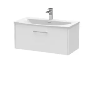 image of Hudson Reed Juno 800mm Wall Hung Single Drawer Vanity & Curved Basin - White Ash