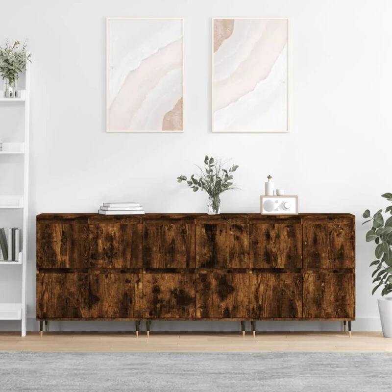 Image of VIDAXL Sideboards 3 pcs Smoked Oak Engineered Wood Vidaxl 8720845935610
