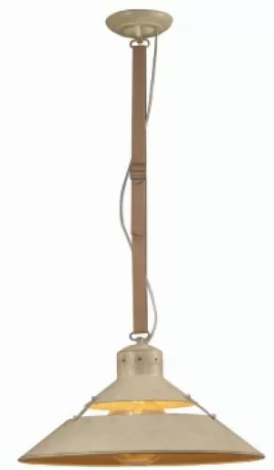 image of Industrial Dome Ceiling Pendant 40W E27 Large, Sand Metal, Beige Belt