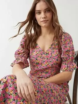 Image of Dorothy Perkins Floral V Neck Midi Dress - Multi, Size 12, Women