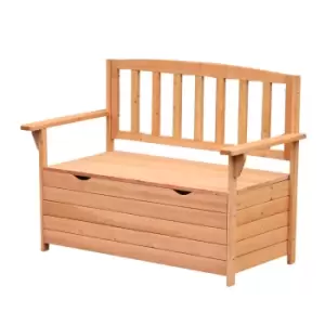 image of Outsunny Outdoor Garden Storage Bench Patio Box All Weather Deck Fir Wood Solid Seating