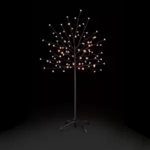 image of Premier Decorations 5ft White LED Pre-lit Cherry Tree -Black