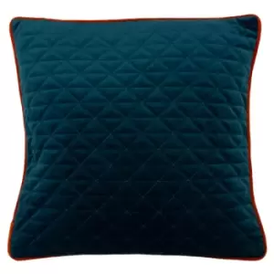 Image of Quartz Rectangular Quilted Cushion Teal/Jaffa, Teal/Jaffa / 45 x 45cm / Cover Only