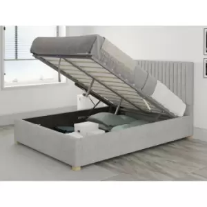 Image of Grant Ottoman Upholstered Bed, Pure Pastel Cotton, Storm - Ottoman Bed Size Single (90x190)