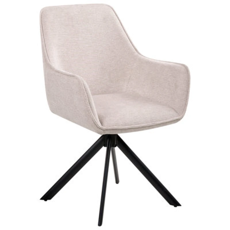 Image of Beliani Dining Chair Swivel Mornas Faux Linen Light Beige