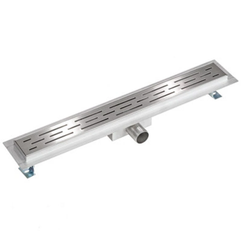 Image of Tectake Shower Drain - Linear Shape, Stainless Steel, Odour Stop And Hair Strainer 60 Cm - Grey