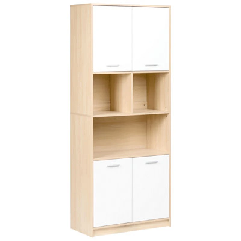 Image of Beliani 4 Door Bookcase Zehna Light Brown/ White