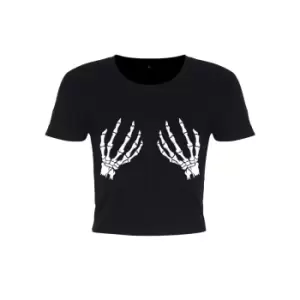 Image of Grindstore Womens/Ladies Spooky Touch Crop Top (XL) (Black/White)